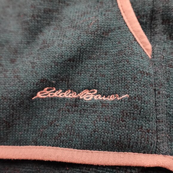 Eddie Bauer Full Zip Fleece Jacket Women’s M Green Heather Outdoor Warm Layer - Picture 2 of 11